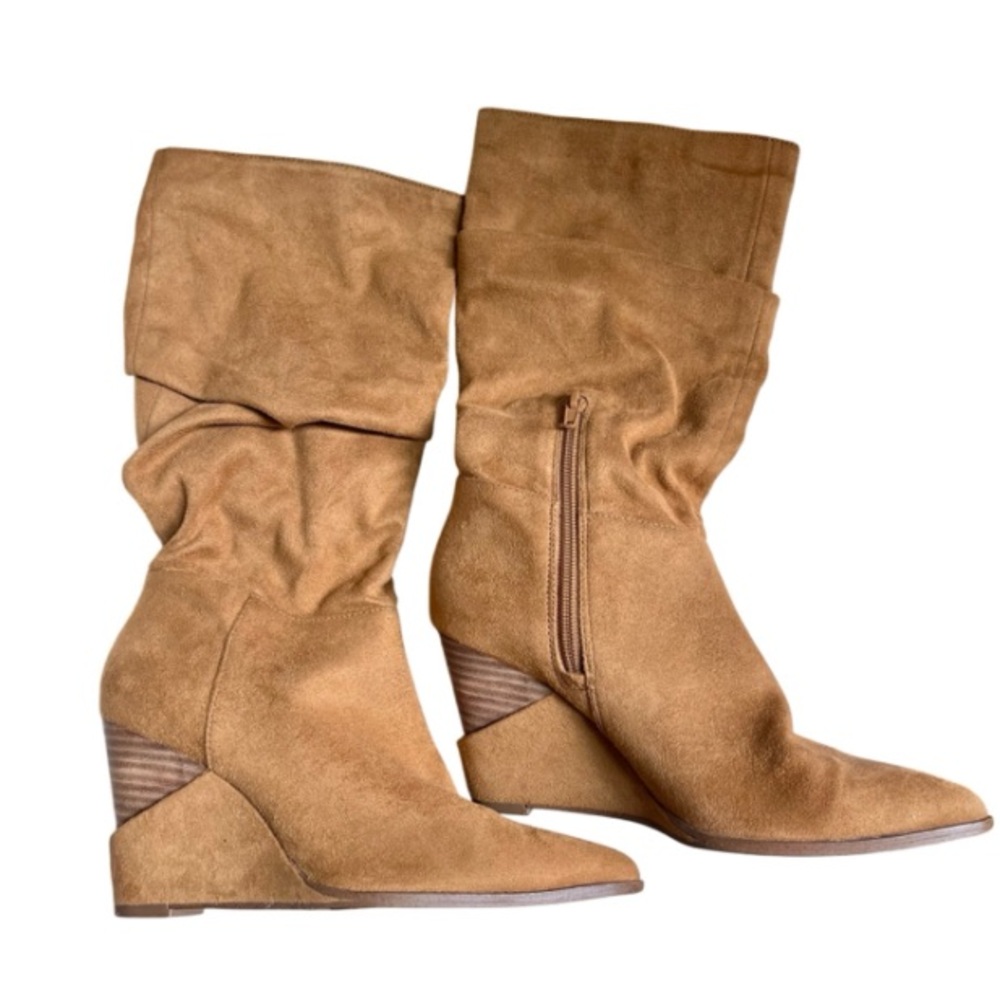 Jessica Simpson Tan Suede Slouch Wedge Boots 6.5M
